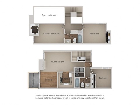 3 bedroom 2 bath Floor Plan at River Oaks Apartments & Townhomes, California, 93230